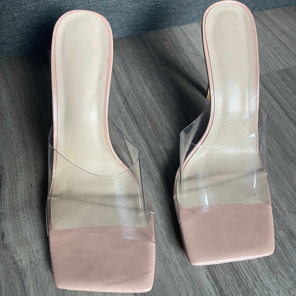 Nude Square Toe Heels